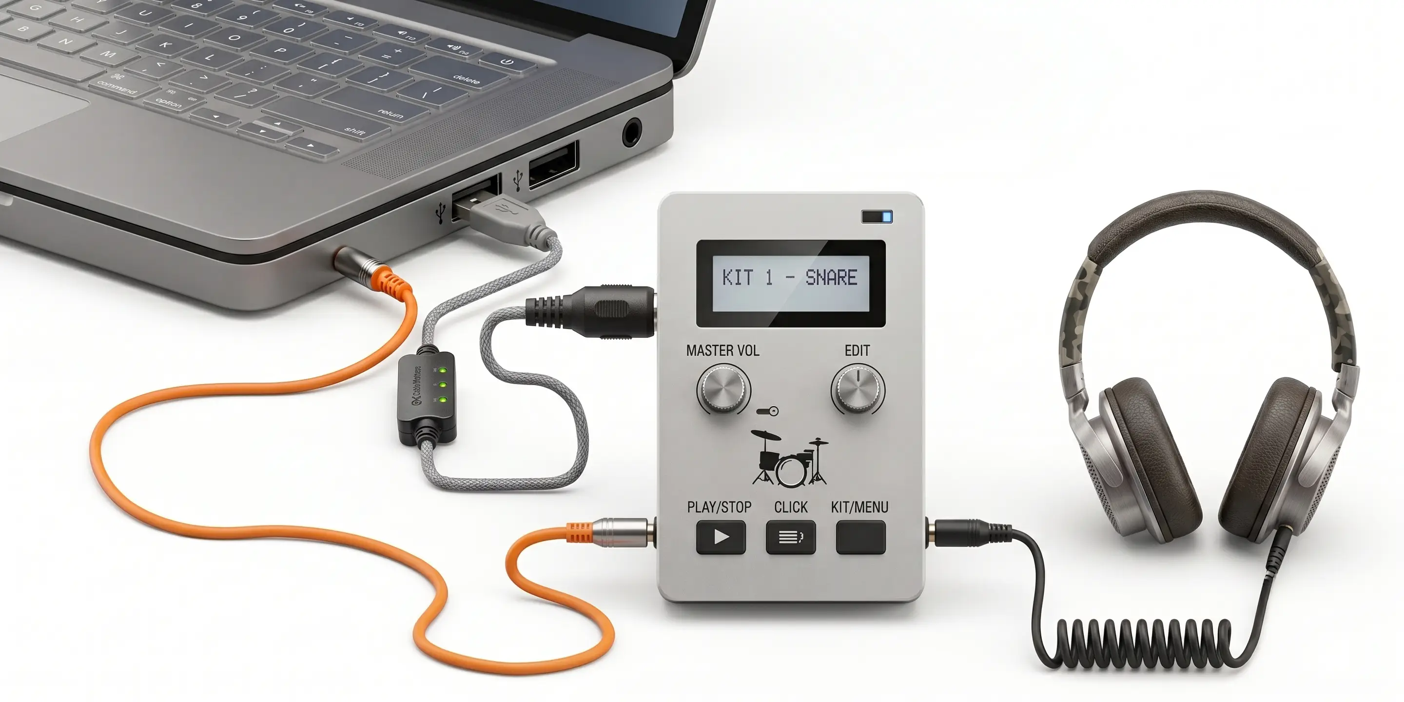 USB-A MIDI interface + mini-jack diagram